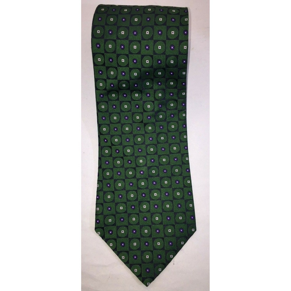NOS Nautica Green Black Purple 100% Silk Neck Tie - 54" Length